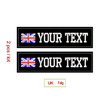 Custom Name Embroidery Patch Army Black Patches US Brazil France UK Country Flag Personalized For Jacket, Bag, Coat; 2 Pcs/ Lot