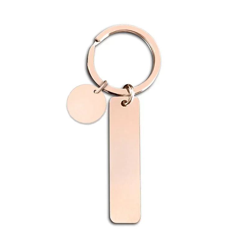 New Style Stainless Steel Custom Logo Name Keychain Rectangular Hang Tag Metal Key Ring Advertising Holiday Engraved Laser Gift