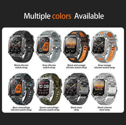 LIGE Wojskowy Inteligentny Zegarek 2.01'' Ekran HD Outdoor Sportowy Męski Zegarek SOS Czerwony Alarm Migająca Latarka Monitor Zdrowia Smartwatch