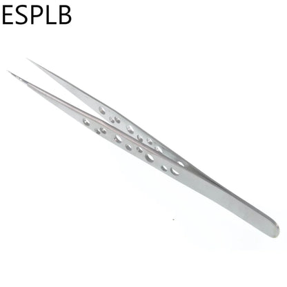 ESPLB Anti-Static Precision Stainless Curved Straight Tip Electronics Industrial Tweezers Silver/Black Phone Repair Hand Tools