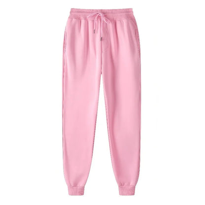 Unisex Solid Jogger Sweatpants Elastic Drawstring Cuff Sports Pants Multi-color Loose Fit Casual Gym Running Trousers Size S-3XL