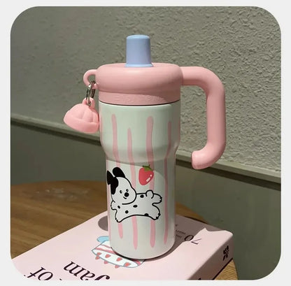 Fashion High Aesthetic Students Straw Mug 316 Stainless Steel 600ML Iced Cup Large Capacity Insulated Thermal Cup Men And Women