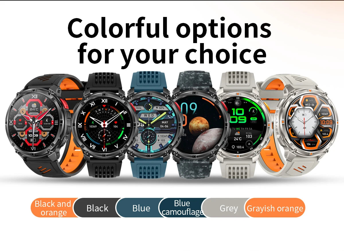 LIGE Smart Watch 2026 Gorąca Sprzedaż 1100mAh Wojskowy Wodoodporny Kompas Latarka LED Tryby Sportowe Męski Smartwatch Dla Android iOS