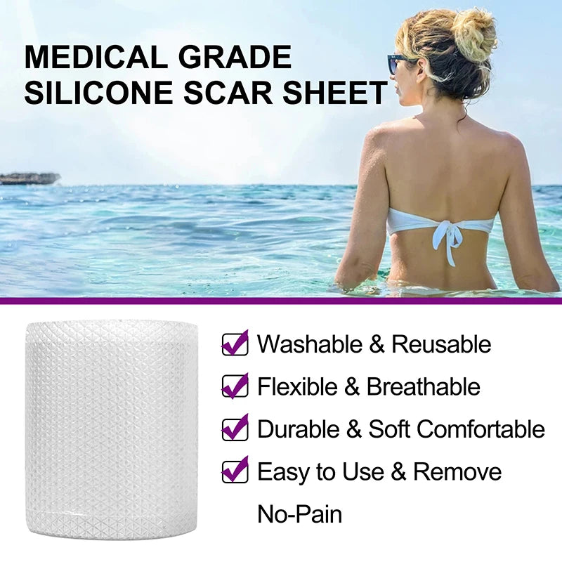 1.5M Silicone Scar Sheets Clear Scars Tape Strip Invisible Silicone Self-adhesive Patches for C-Section Surgery Keloid Burn Acne