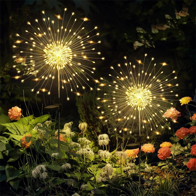 Solar Firework Light 90-200LED Outdoor Garden Decor Waterproof Auto On/Off Energy Saving Easy Installation Party Wedding Decor
