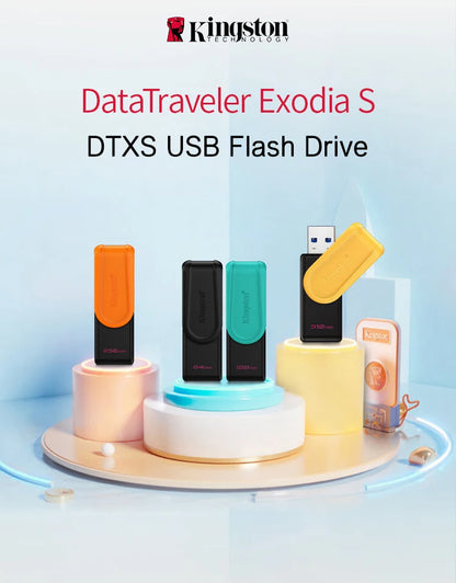 Kingston DataTraveler Exodia S USB Flash Drive 64GB 128GB 256GB 512G USB 3.2 Gen 1 Pen Drive Black DTXS Flash Drive for Computer