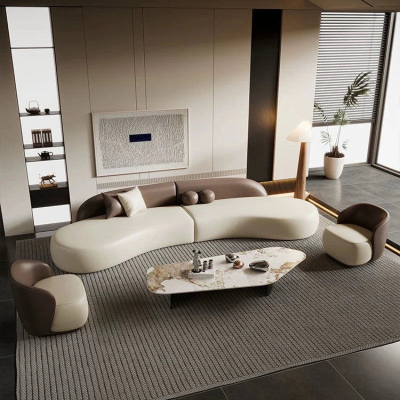 Italian Luxury Curved Sofa Modern Simple Hotel Homestay Lounge Office Sofa Designer Office Furniture أثاث مكتبات FYOS