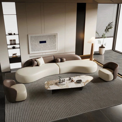 Italian Luxury Curved Sofa Modern Simple Hotel Homestay Lounge Office Sofa Designer Office Furniture أثاث مكتبات FYOS