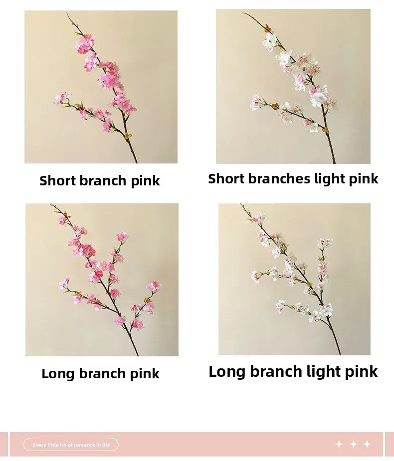 Japanese Style Artificial Cherry & Peach Blossom Bouquet, Faux Dried Floral Ornaments for Table & Living Room Home Decoration