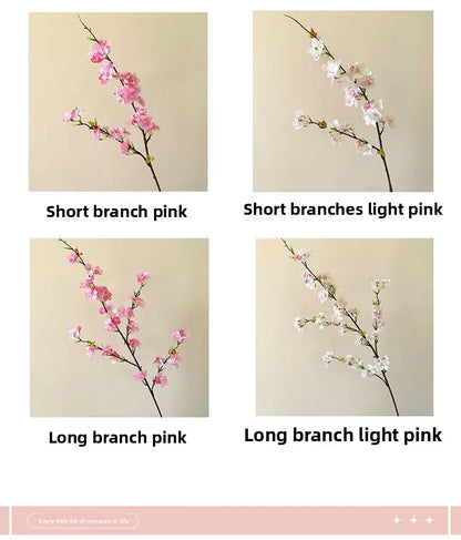 Japanese Style Artificial Cherry & Peach Blossom Bouquet, Faux Dried Floral Ornaments for Table & Living Room Home Decoration