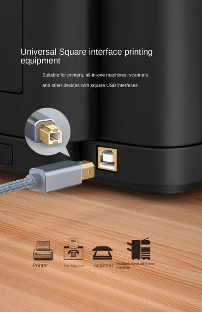 USB C To USB B 2.0 Printer Cable Braided Printer Scanner for Epson HP Canon Brother MacBook Pro Samsung MIDI Controlle Cable