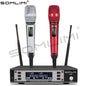 SOMLIMI 135G4 UHF Dual Channels Profession Wireless Microphone System Stage Performance Dynamic Long Distance Metal Handheld