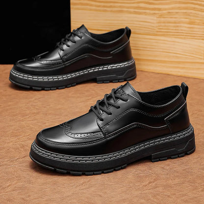 Men's Thick-Sole Leather Dress Shoes - Perfect for Office & Occasions