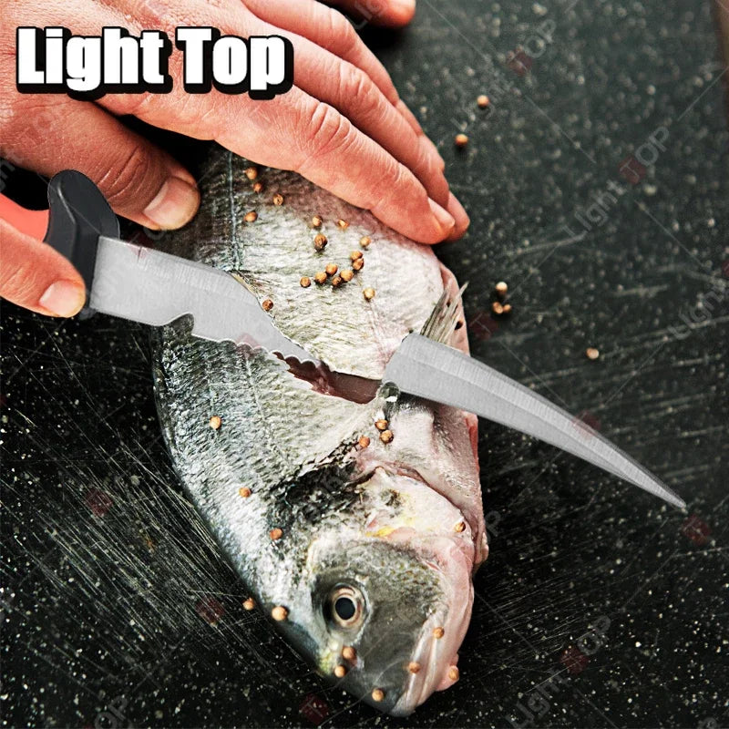 WXCOO Multifunctional Sharp Fish Boning Knife Chef with Cover Stainless Steel Fish Fillet Knife Fruit Slicing Utility Knife