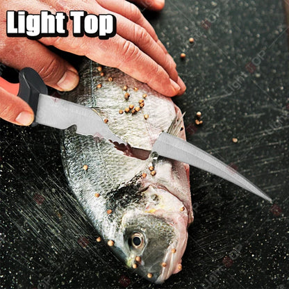 WXCOO Multifunctional Sharp Fish Boning Knife Chef with Cover Stainless Steel Fish Fillet Knife Fruit Slicing Utility Knife