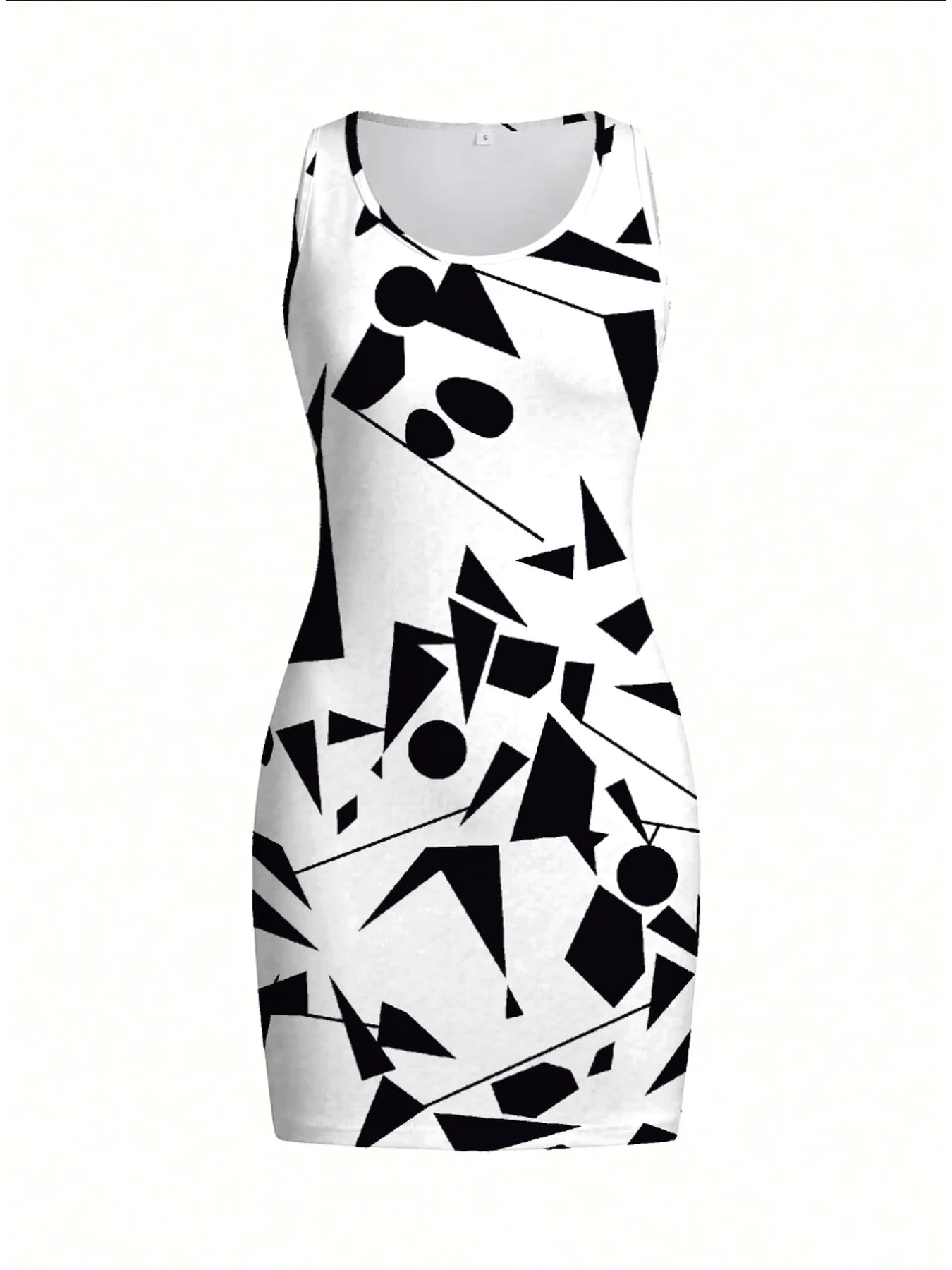 Women's Geometric Pattern Sleeveless Dress Mini Skirt round Neck Summer Casual Elegant Comfortable Printed Fashion