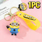 1/3/7/14PCS New Popular Anime Minions Keychain Cartoon PVC Children Toy Gift Cute Key Ring School Bag Pendant Car Key Chain
