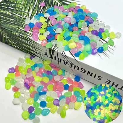 100-500pcs Glowing Garden Pebbles Glow in the Dark Non Toxic Reusable Luminous Stones For Garden Patio Aquarium DIY Decoration