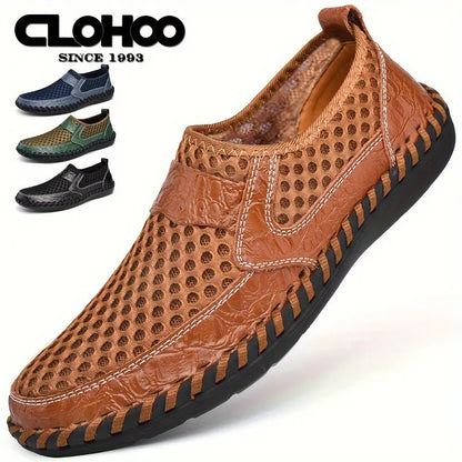 CLOHOO Hand-Sewn Casual Mesh Men's Shoes Comfortable Breathable Upper Fabric Durable Stitching Lightweight Footwear