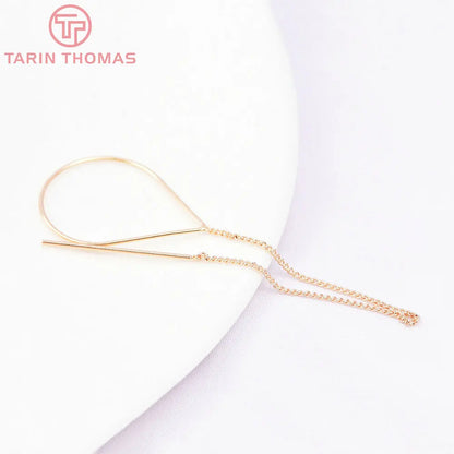 (6669)6PCS 11CM 24K Gold Color Plated Extended Chain Stud Earring Line High Quality Jewerly Making  Jewelry Findings Accessories