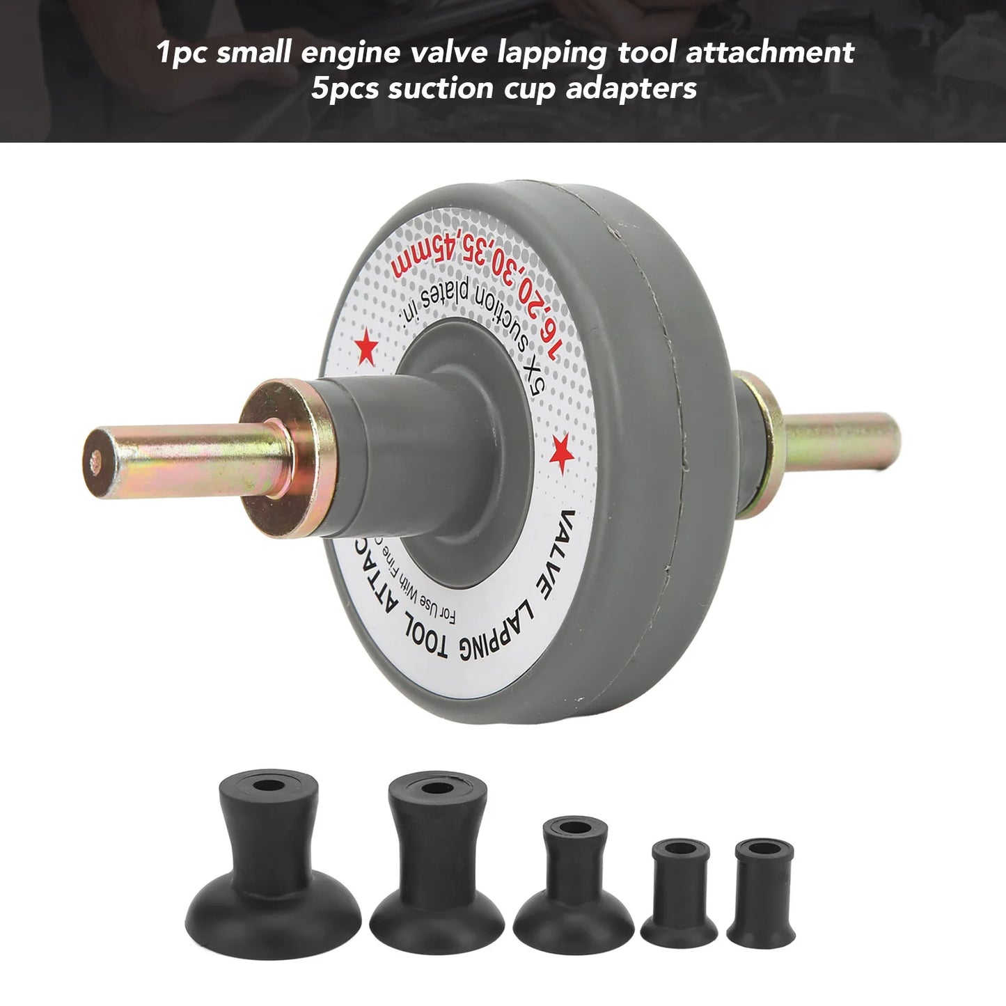 Car Valve Lapping Tool Attachment Kit Engine Valve Lapper Kit Valve Grinding Tool with 5 Suction Plates 1000rpm-1250rpm