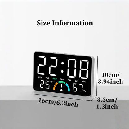 Digital Alarm Clock TEMP Humidity Week Comfort Level Dual Alarm Snooze Table Clock 12/24H Timer Auto Dimmable LED Wall Clock
