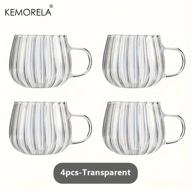 KEMORELA 1/4/6PCS Halloween Pumpkin Shaped Glass Cups High Borosilicate Glass Water Cup 450ml Coffee Drinking Glasses For Juice
