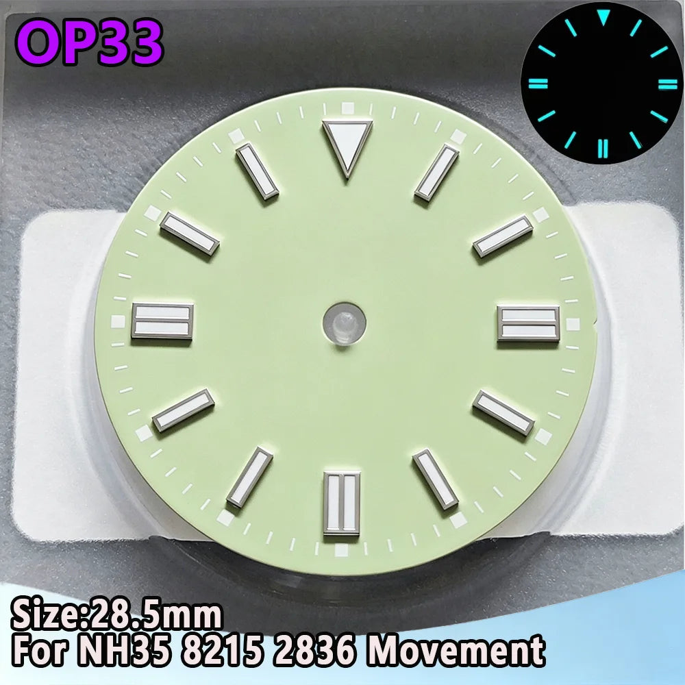 28.5mm NH35 Watch Dial Luminous Dials Single Calendar Dial Suitable For NH35 Movement Can Support DIY Dial Customization Logo