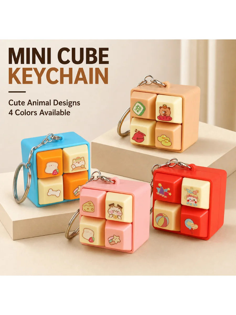 Creative Four Grid Keyborad Button Keychain Stress Relief Fidget Decompression Keyring Backpack Hanging Pendant Birthday Gift