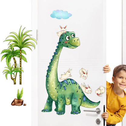 Green Dinosaur Rabbit Wall Stickers Are Interesting Home Decorations Used For Living Room And Bedroom Decoration