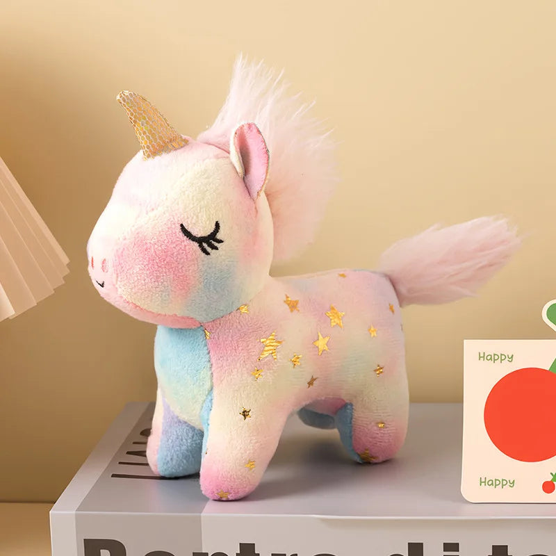 The Horse Cute Sparkly Star Pattern Plush Unicorn Doll Keychain Soft Fluffy Stuffed Toy Bag Pendant Claw Machine Prize Party