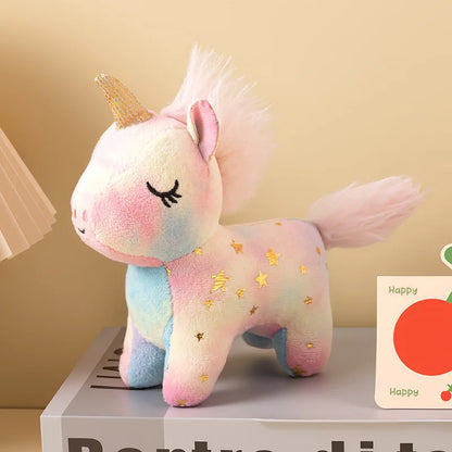 The Horse Cute Sparkly Star Pattern Plush Unicorn Doll Keychain Soft Fluffy Stuffed Toy Bag Pendant Claw Machine Prize Party