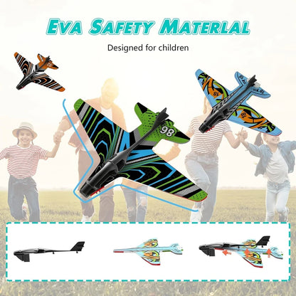 Airplane Launcher Toys for Kids Summer Outdoor Catapult Gun Foam Glider Flying Plane Toy  Game Gifts for Boys Novelty & Gag Toys