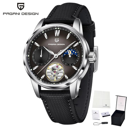 PAGANI DESIGN Men Watches Automatic Mechanical Watch Tourbillon Clock Genuine Leather Waterproof Watch Military Wristwatch Man ﻿