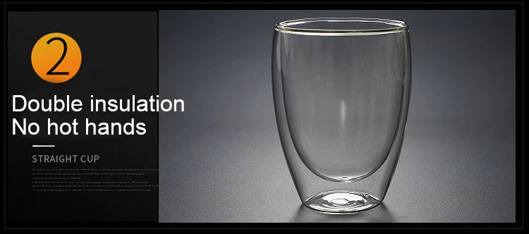 Double Wall Glass Cup Heat Insulation Transparent Handmade Tea Drink Cups MINI Whisky glasses Espresso Coffee Mug set 250-450ml