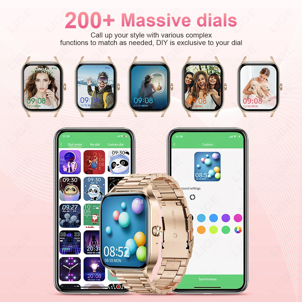 LIGE Smart Watch Answer/Make Call 1.85" Smartwatch for Android iOS Heart Rate Sleep Monitor Pedometer Waterproof Fitness Watches