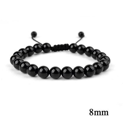 6mm 8mm 10mm Natural Stone Bracelet, Tiger Eye Agate Lava Bead Unisex Adjustable Handwoven Boho Jewelry Gift for Men Women