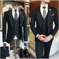 3 Pieces New Business Khaki Formal Men's Slim Fit Suits Wedding Groom Prom Terno Masculino Custom Blazer Jacket Vest Pant Sets
