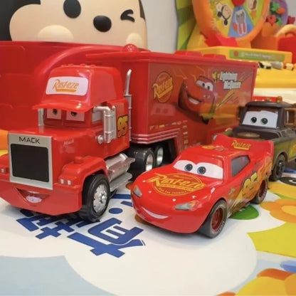 Disney Pixar Cars Lightning McQueen Storm Jackson Mack Container Truck 1/55 Ratio Die Casting Alloy Car Model Toys Truck Gifts