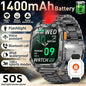 New Rugged Military Smart Watch Men 1400 mAh battery 2.01inch Bluetooth Call Health monitoring device LED flashlight Smart watch