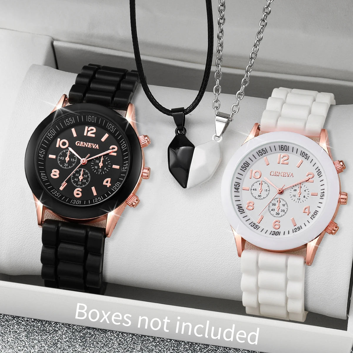 4 Pcs Fashion Couple Watches Casual Set Female Silicone Bracelet Male Wrist Watch Quartz Watch Female (Without Box)