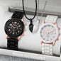 4 Pcs Fashion Couple Watches Casual Set Female Silicone Bracelet Male Wrist Watch Quartz Watch Female (Without Box)