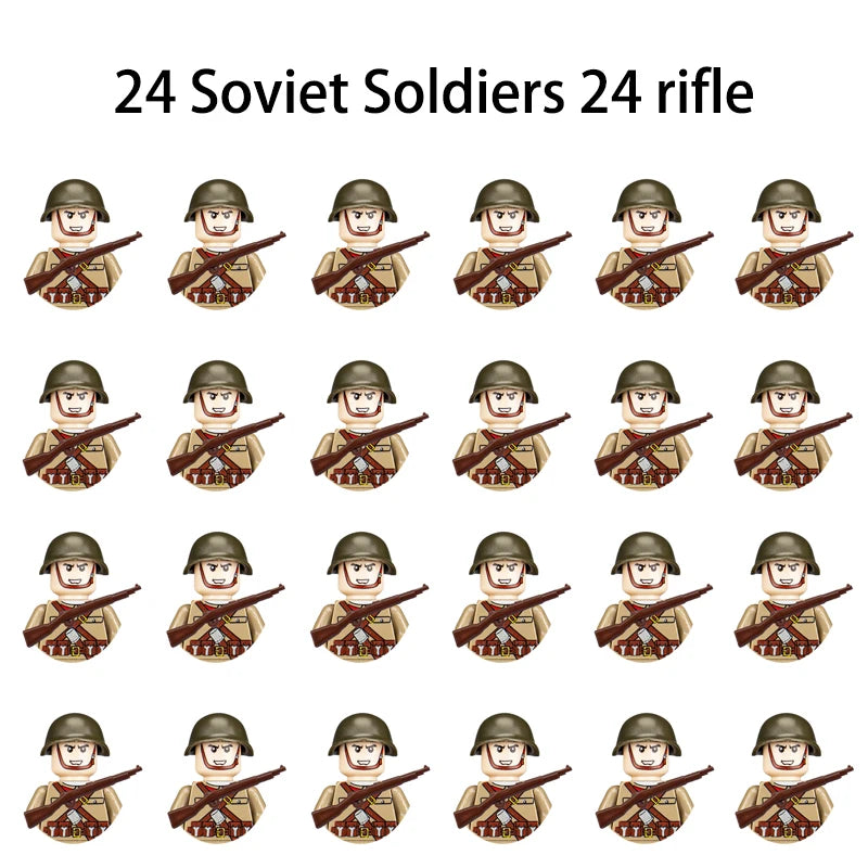 WWII Infantry Military Soldier War National Army Mini Gun armament Models Building Blocks Building Blocks Toys for Kids