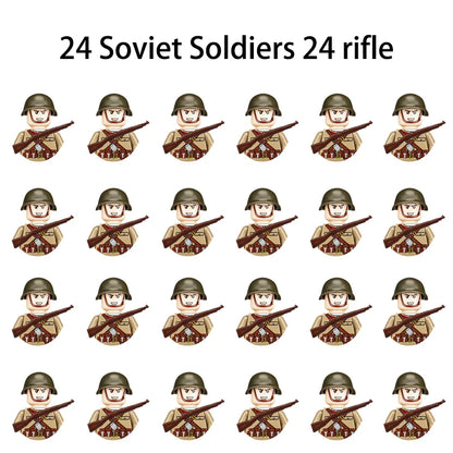WWII Infantry Military Soldier War National Army Mini Gun armament Models Building Blocks Building Blocks Toys for Kids