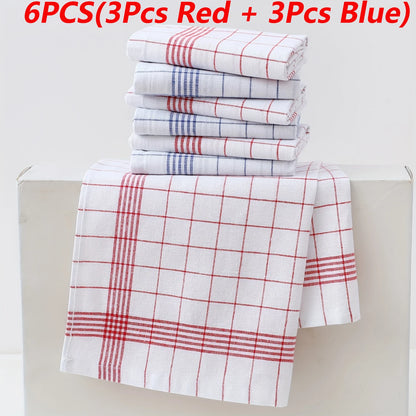 Large Plaid Kitchen Dish Towels Absorbent Tea Towels Soft and Reusable Cleaning Cloths Quick Drying Dish Rags for Washing Dishes