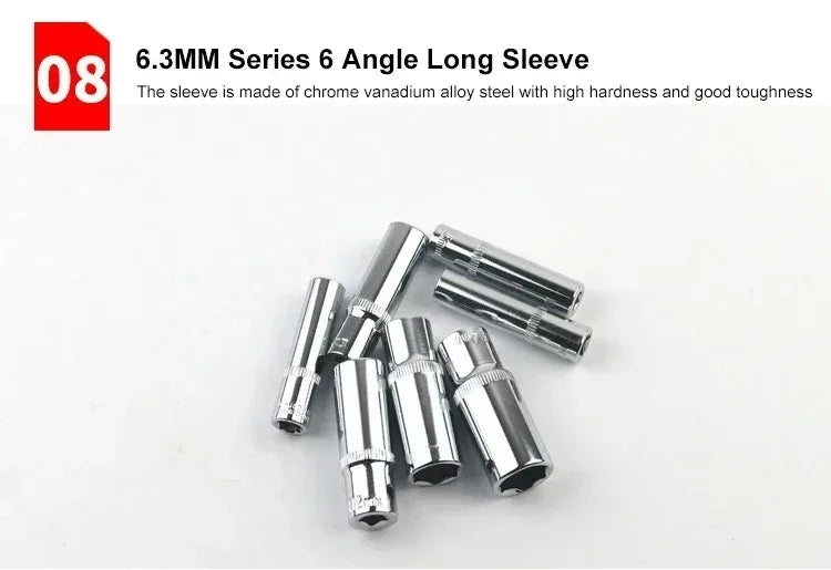 46pcs Socket Set Auto Repair Multi-functional 1/4 Inch Drive Socket Ratchet Wrench Set Round Edge Drive Socket Motorcycle Repair