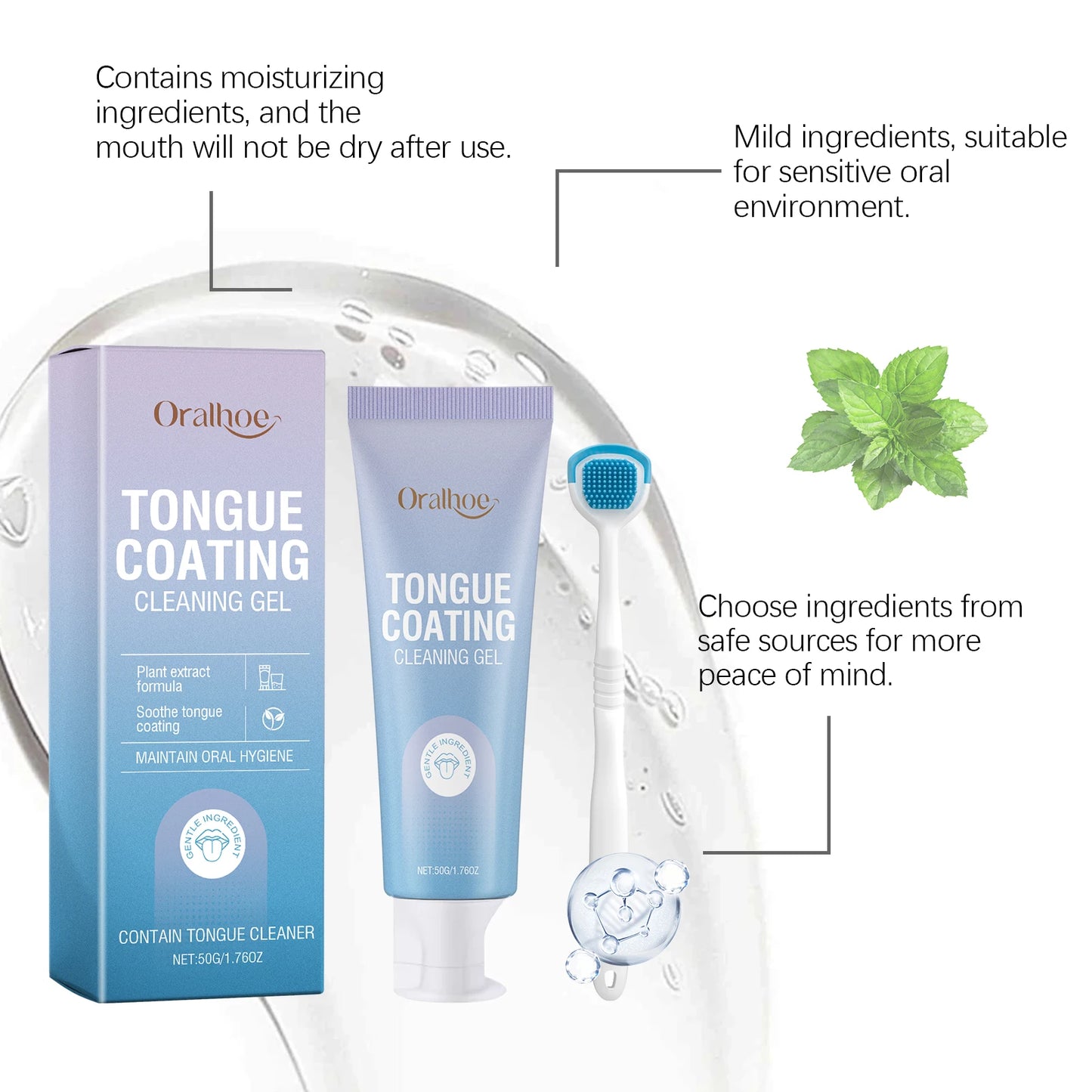 Tongue Cleaning Gel Removes Tongue Coating Inhibits Oral Bacteria Improve Bad Breath Fresh Breath Care Tongue Cleaning Gel Set