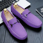 Men Yellow Suede Loafers Horse Bit Buckle Slip on Driving Shoes Casual Business Moccasins Breathable Loafers for Men