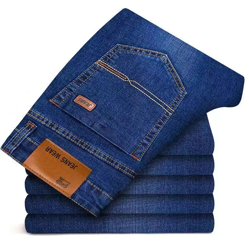 2025 New Business Men's Jeans Casual Comfortable Straight Stretch Fashion male Classic Premium Blue Black Denim trousers