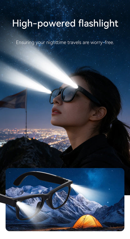 HD Camera Smart Glasses For Women Men Simultaneous Translation Eyewear Flashlight Audio And Video Recording Eyeglasses Music